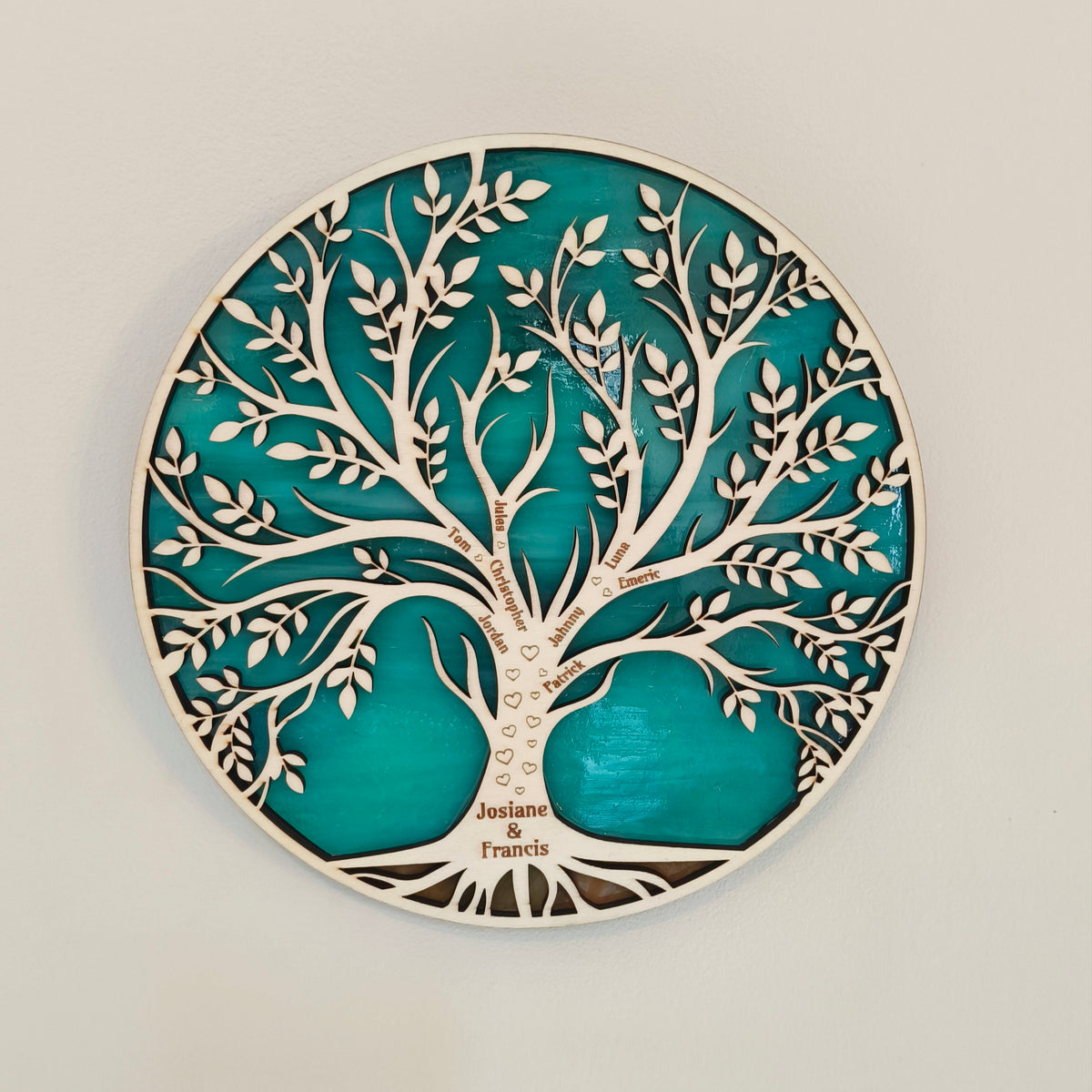 Arbre de vie en verre et en bois